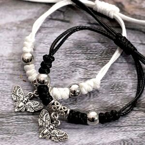HALLOWEEN SALE Goth Matching Death Moth Bracelets